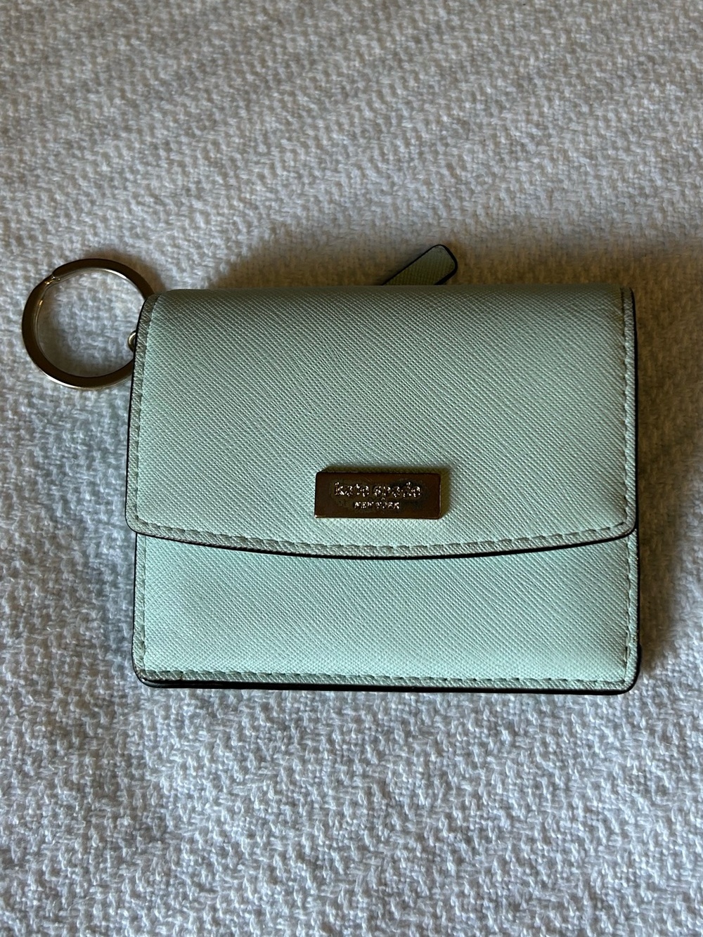 kate spade Small Mint Green Leather Key Ring Wallet with Gold Plate